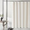 Unyqoos® Waterafstotend Linnen Douchegordijn met Metalen Oogjes en Inclusief Haken, 120 x 200 cm Beige