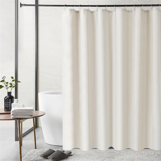 Unyqoos® Waterafstotend Linnen Douchegordijn met Metalen Oogjes en Inclusief Haken, 120 x 200 cm Beige
