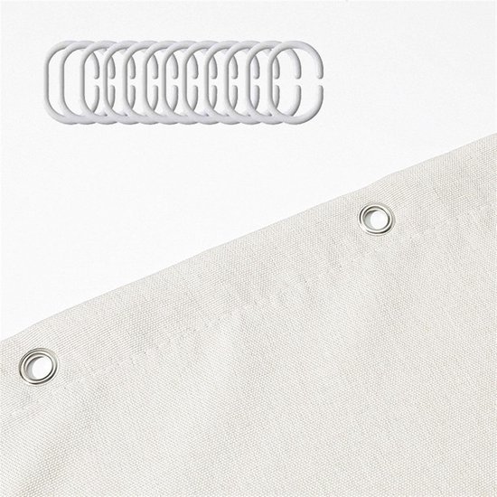 Unyqoos® Waterafstotend Linnen Douchegordijn met Metalen Oogjes en Inclusief Haken, 120 x 200 cm Beige