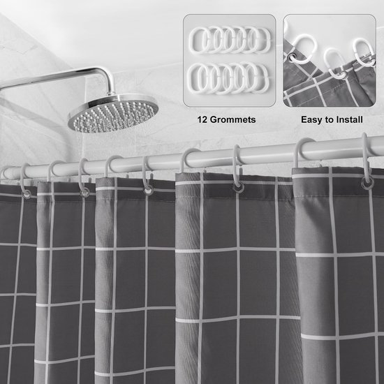 Unyqoos® Stijlvol en Functioneel Waterafstotend Douchegordijn met Ringen voor Eenvoudige Installatie, 180 x 200 cm