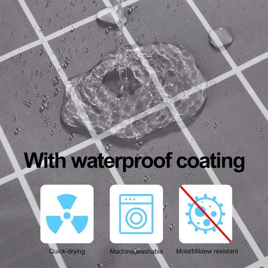 Unyqoos® Stijlvol en Functioneel Waterafstotend Douchegordijn met Ringen voor Eenvoudige Installatie, 180 x 200 cm