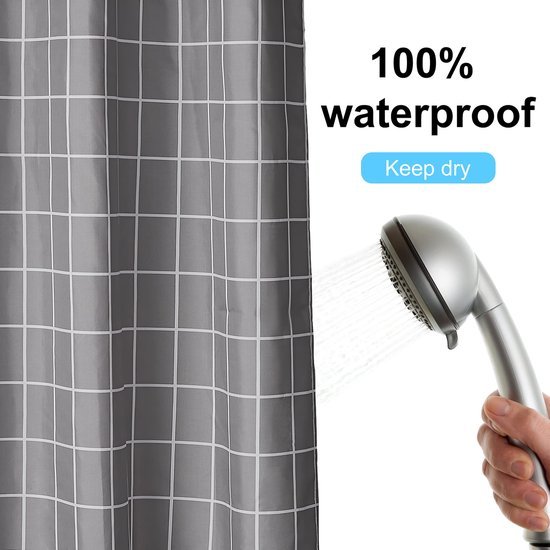 Unyqoos® Stijlvol en Functioneel Waterafstotend Douchegordijn met Ringen voor Eenvoudige Installatie, 180 x 200 cm