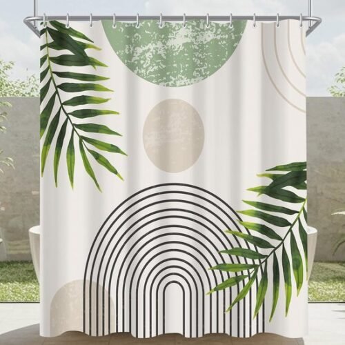 550x550-8024.jpg Unyqoos® Waterafstotend douchegordijn met groene bladeren en antischimmel bescherming