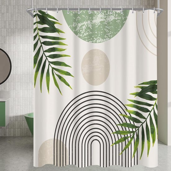 550x550-8025.jpg Unyqoos® Waterafstotend douchegordijn met groene bladeren en antischimmel bescherming