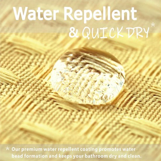 550x550-8029.jpg Unyqoos® Waterafstotende en wasbare douchegordijn met wafelstructuur in geel polyester
