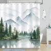 Unyqoos® Schimmelwerend Douchegordijn met Mistig Bosontwerp, Waterdicht, 180 x 180 cm, Inclusief 12 Haken