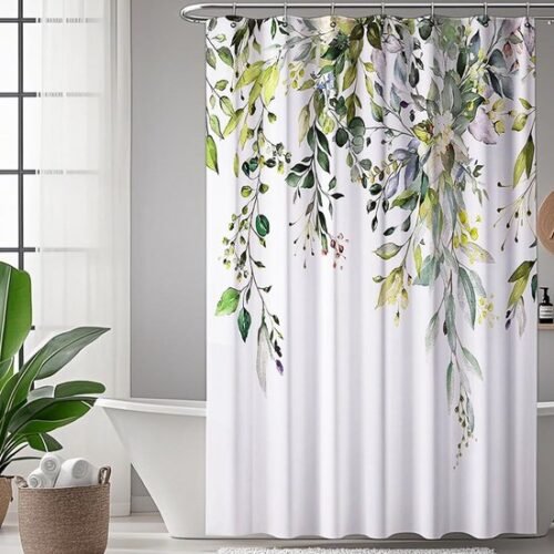550x550-8039.jpg Unyqoos® Stijlvol Douchegordijn met Bladerenpatroon en Antibacteriële Coating, 180 x 200 cm