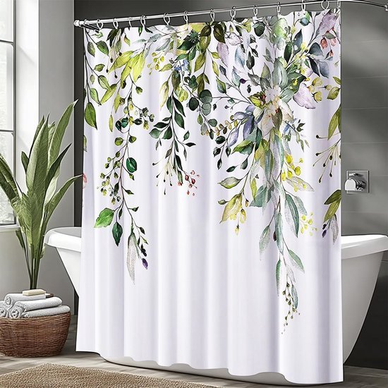 Unyqoos® Stijlvol Douchegordijn met Bladerenpatroon en Antibacteriële Coating, 180 x 200 cm