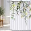 Unyqoos® Stijlvol Douchegordijn met Bladerenpatroon en Antibacteriële Coating, 180 x 200 cm