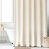 Unyqoos® Waterafstotende beige linnenlook douchegordijn met ringen 120x200 cm