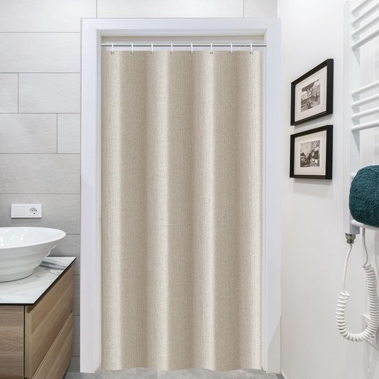 Unyqoos® Waterafstotend Douchegordijn van Luxe Textiel met Inclusief Kunststof Haken voor Verfrissende Badkamerervaring