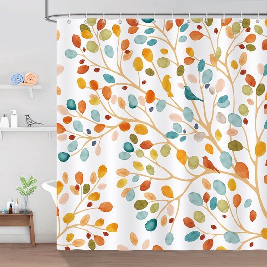 Unyqoos® Stijlvol Douchegordijn met Bloemen en Bladeren in Boho Aquarel Stijl voor Badkamerdecoratie
