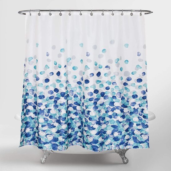 Unyqoos® Droomachtige Waterafstotende Douchegordijnset met Versterkte Zoom en Haken, 180 x 200 cm, Blauw