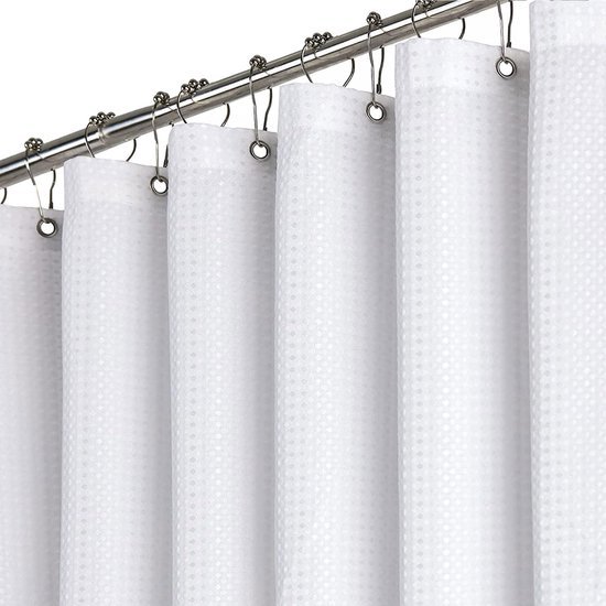 Unyqoos® Modern en Elegant Douchegordijn met Wafelpatroon, Schimmelwerend, Waterdicht en Wasbaar, Inclusief 12 Haken, Wit