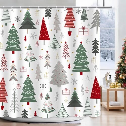 550x550-8143.jpg Unyqoos® Waterdicht douchegordijn met kerstthema en 12 roestbestendige haken