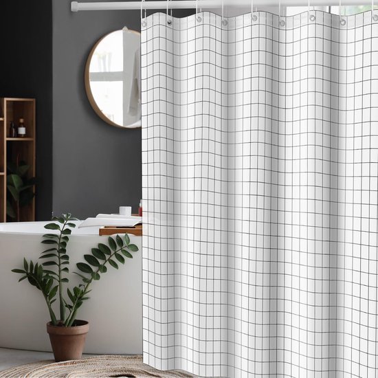 550x550-8150.jpg Unyqoos® Waterdichte en schimmelwerende douchegordijn van polyester met 10 haken