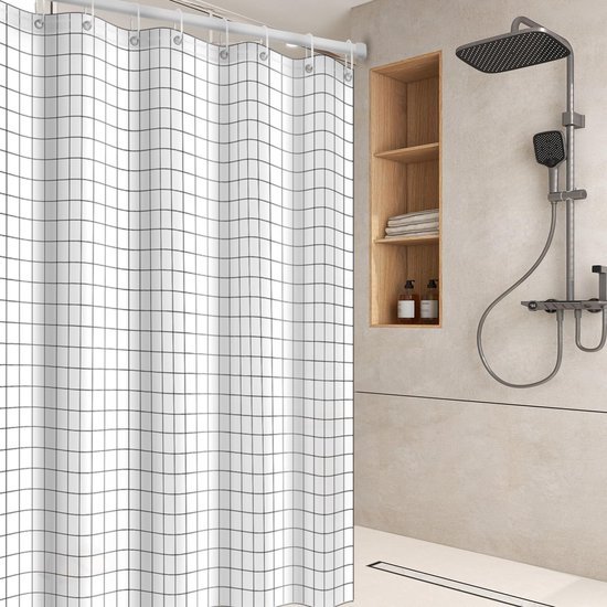 550x550-8151.jpg Unyqoos® Waterdichte en schimmelwerende douchegordijn van polyester met 10 haken