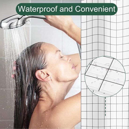 550x550-8152.jpg Unyqoos® Waterdichte en schimmelwerende douchegordijn van polyester met 10 haken