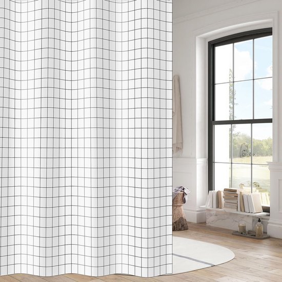 550x550-8153.jpg Unyqoos® Waterdichte en schimmelwerende douchegordijn van polyester met 10 haken