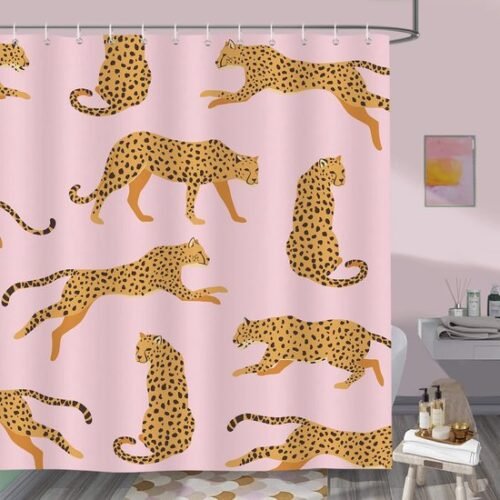550x550-8156.jpg Unyqoos® Stijlvol roze luipaard douchegordijn met schimmelwerende en waterdichte eigenschappen