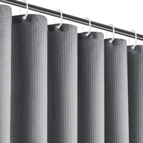 550x550-8176.jpg Unyqoos® Grijze Douchgordijn met Wafelpatroon en Waterafstotende Eigenschappen