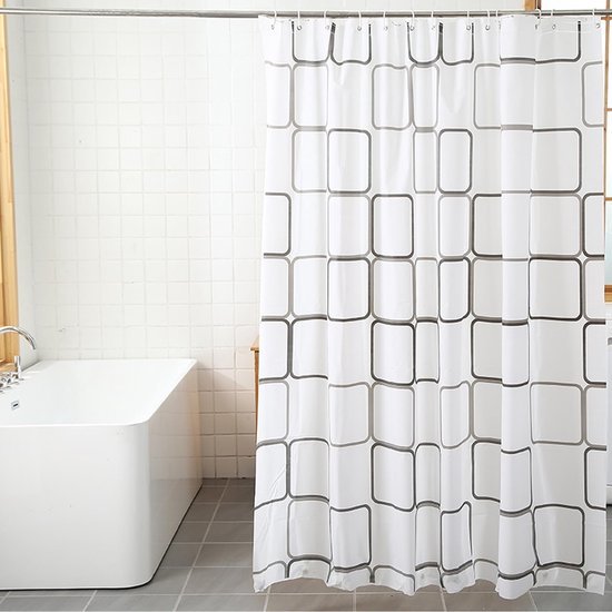 Unyqoos® Waterbestendig en Schimmelwerend Douchegordijn met Ruitpatroon 180 x 200 cm voor Badkamer