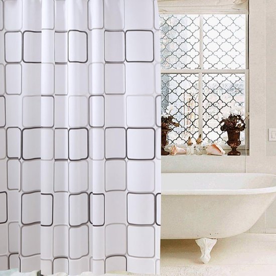 Unyqoos® Waterbestendig en Schimmelwerend Douchegordijn met Ruitpatroon 180 x 200 cm voor Badkamer