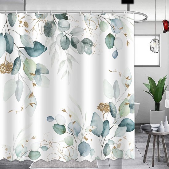 550x550-8191.jpg Unyqoos® Waterdicht douchegordijn met eucalyptusontwerp en 12 haken voor een frisse badkamer