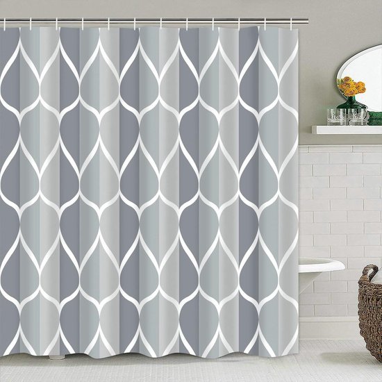 Unyqoos® Extra lang douchegordijn met druppelmotief en schimmelwerende eigenschappen