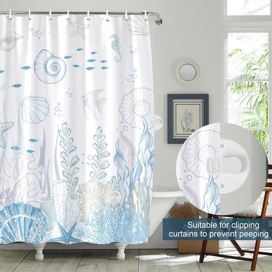 Unyqoos® Decoratief douchegordijn met onderwatermotief en schimmelwerende eigenschappen