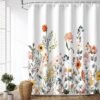 Unyqoos® Decoratieve douchegordijn met kleurrijk bloemenpatroon en versterkte bovenrand