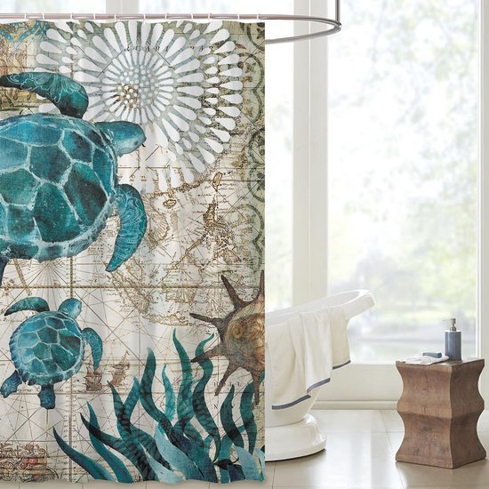 Unyqoos® Verfrissend Oceaanthema Douchegordijn Met Levendige 3D Schildpaddenprint Voor Badkamerdecoratie