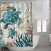 Unyqoos® Verfrissend Oceaanthema Douchegordijn Met Levendige 3D Schildpaddenprint Voor Badkamerdecoratie