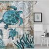 Unyqoos® Verfrissend Oceaanthema Douchegordijn Met Levendige 3D Schildpaddenprint Voor Badkamerdecoratie