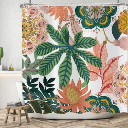 Unyqoos® Dekoratieve Bloemen Douchescherm 180x180 cm met Tropische Prints en Waterafstotend Polyester