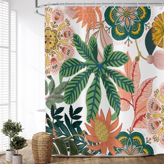Unyqoos® Dekoratieve Bloemen Douchescherm 180x180 cm met Tropische Prints en Waterafstotend Polyester