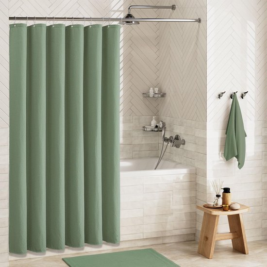 Unyqoos® Douchescherm in Wafelpatroon 180x200 cm, Schimmelbestendig en Waterdicht Textiel voor Badkamer