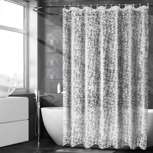 550x550-8320.jpg Unyqoos® Transparant schimmelwerend douchegordijn met magneten en 3D-kiezelpatroon