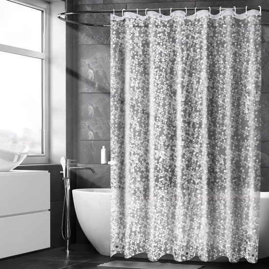 550x550-8320.jpg Unyqoos® Transparant schimmelwerend douchegordijn met magneten en 3D-kiezelpatroon