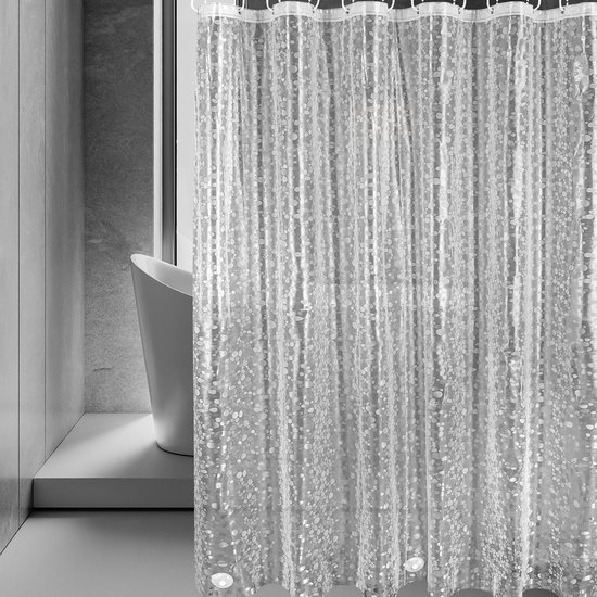 550x550-8323.jpg Unyqoos® Transparant schimmelwerend douchegordijn met magneten en 3D-kiezelpatroon