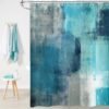 Unyqoos® Stijlvol Modern Douchegordijn in Turquoise met Abstract Kunstwerk voor de Badkamer