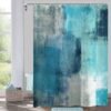 Unyqoos® Stijlvol Modern Douchegordijn in Turquoise met Abstract Kunstwerk voor de Badkamer