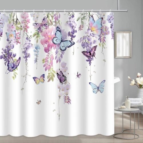 550x550-8349.jpg Unyqoos® Waterdichte douchegordijn met bloemen- en vlinderontwerp voor badkamers