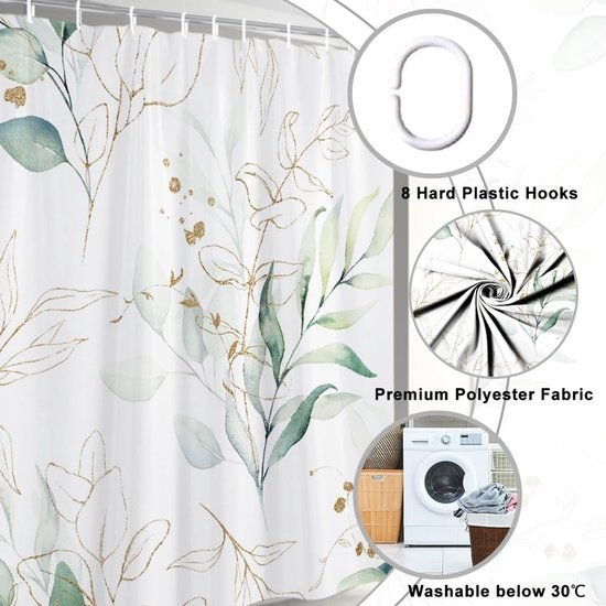550x550-8354.jpg Unyqoos® en Stijlvol Douchegordijn met Eucalyptus Print voor een Luxe Badkamerervaring