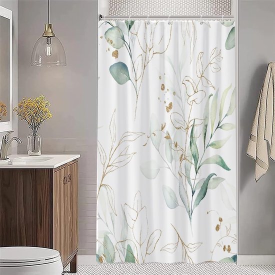550x550-8357.jpg Unyqoos® en Stijlvol Douchegordijn met Eucalyptus Print voor een Luxe Badkamerervaring
