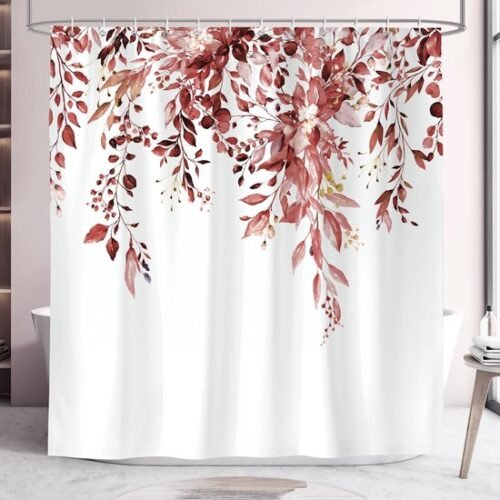 550x550-8363.jpg Unyqoos® Waterdichte douchegordijn met botanische print en roestvrijstalen ringen 180x180