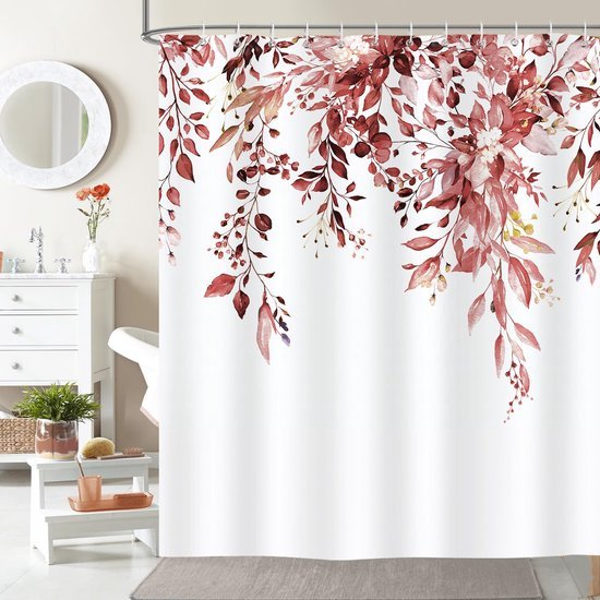 550x550-8364.jpg Unyqoos® Waterdichte douchegordijn met botanische print en roestvrijstalen ringen 180x180