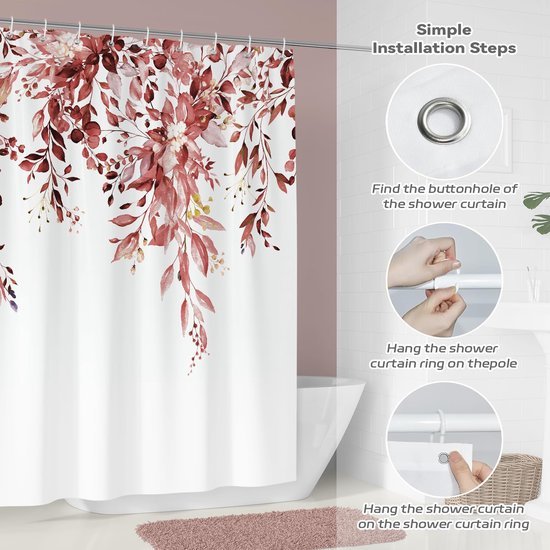 550x550-8365.jpg Unyqoos® Waterdichte douchegordijn met botanische print en roestvrijstalen ringen 180x180