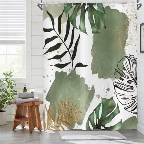 550x550-8374.jpg Unyqoos® Stijlvol Douchegordijn met Unieke Bladerenprint en Premium Waterdichte Eigenschappen voor de Badkamer