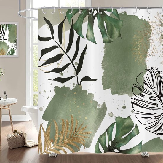 Unyqoos® Stijlvol Douchegordijn met Unieke Bladerenprint en Premium Waterdichte Eigenschappen voor de Badkamer